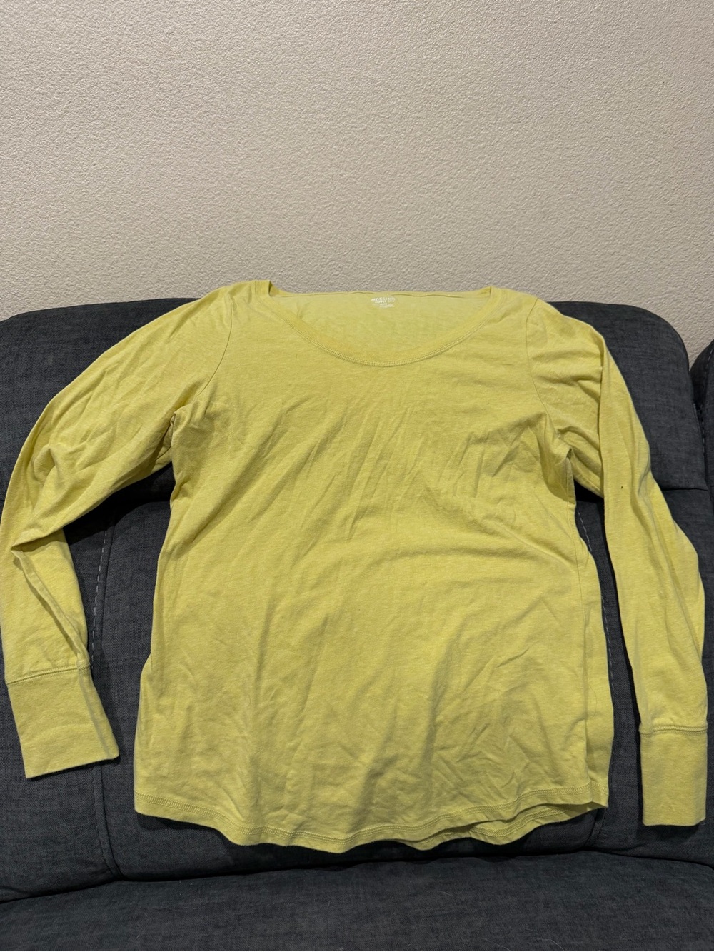 Yellow Long-Sleeve Scoop Neck Women's Top